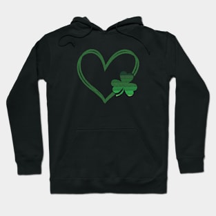 Green Heart Clover, St. Patrick's Day, Casual, Nature Inspired , Love, Spring Hoodie